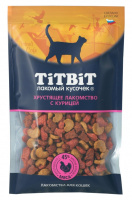 Титбит Лакомство д/кошек хрустящее с курицей 60г