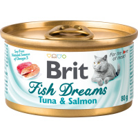 Brit Care Консервы суперпремиум класса для кошек Fish Dreams с тунцом и лососем, 80 г.