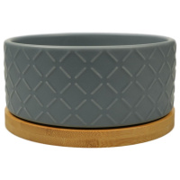 Миска Mr.Kranch Bamboo керамическая синяя на бамбуковой подставке 860 мл