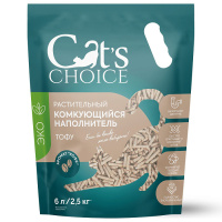 Наполнитель Растительный комкующийся тофу Cat's choice с ароматом "Кофе" 6 л/2,5 кг