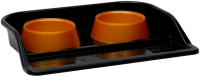 Набор миски с лотком "ФЕЛИКС" черный лоток, коричневые миски, 41*30*6 см, 0,3 л