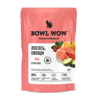 BOWL WOW Кусочки в соусе для стерилизованных кошек, с лососем с овощами 85 гр, пауч