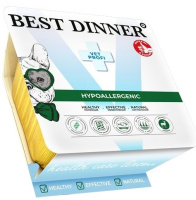 Best Dinner Вет Профи Влажный консервированный полнорационный диетический корм для собак и щенков при пищевой аллергии или непереносимости "С ИНДЕЙКОЙ И КРОЛИКОМ" 100 гр