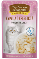 Деревенские лакомства пауч д/к Курица/креветк в нежн желе70г