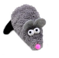 GoSi Игрушка для Кошек "Мышка-пищалка, хвост-натуральная норка" Серая