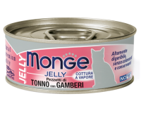 Monge jelly Adult cat Влажный корм для взрослых кошек с желтоперым тунцом и креветками, консервы 80 г