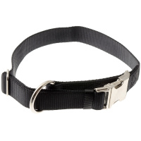 Ошейник с большим кольцом с регулировкой [чёрный] 25 мм [40-60 см], металл, фастекс Пет лайн