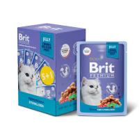 Brit Premium Промо-Набор паучи 5+1 для взрослых стерилизованных кошек перепелка в желе 85 г.