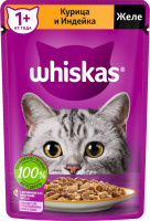 Whiskas паучи кусочки в желе с курицей и индейкой, 75 г