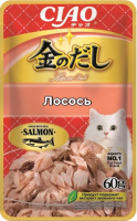 CIAO Kinnodashi Лосось.Дополнительный рацион для кошек 60г пауч