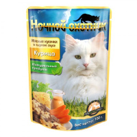 Ночной охотник консервы для кошек [курица в сырном соусе], 100 г.