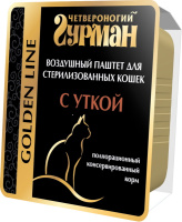 Четвероногий гурман для стерилизованных кошек "Золотая линия Воздушный паштет с уткой" 100г