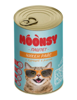 MOONSY Консервы для кошек паштет "ЧИКЕН РАЙЗ" с курицей и рисом, 260 г.