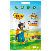 Мнямс Лакомство «хрустящие подушечки» для кошек с паштетом из курицы линии Кот Федор "Фермерская Ярмарка" 50 г. [32044]