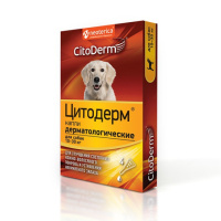 Citoderm Капли дерматологические, для улучшение кожи и шерсти для собак от 10 до 30 кг, 4 тюбика-пипетки по 3 мл.