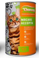 Chammy Влажный корм для кошек, мясное ассорти, кусочки в соусе, 415 г