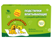 Доброзверики Подстилки впитывающие для животных, с суперабсорбентом, 60х40 см, "Сухие лапки" Доброзверики ПОШТУЧНО