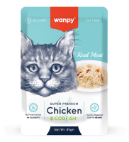 Wanpy Cat Пауч для кошек из курицы и трески 85 г