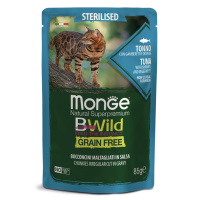 Monge Cat BWild GRAIN FREE паучи из тунца с креветками и овощами для стерилизованных кошек 85г