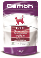 Джемон Cat пауч д/кошек кусочки говядины с овощами 100г