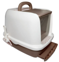 Триол Туалет для кошек закрытый "Смарт" [совок, сетка в комплекте], кофейный, 520*400*390мм, серия HYGIENE