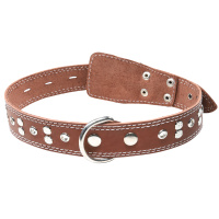 ГАММА Ошейник кожаный c украшением, 36мм*720мм