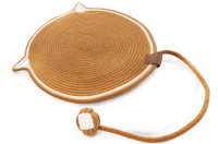 Когтеточка-коврик из хлопкового шнура с шариком "Ушки", коричневая, 400*400мм Триол