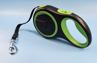 Рулетка-поводок д/с, ЛЕНТА цв. черный-зеленый, Чистый котик [5 м/50 кг , MS-708 L]