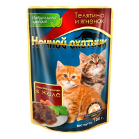Ночной охотник консервы для котят [телятина, ягненок], 100 г.