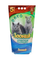 Зооник Наполнитель для кошачьего туалета древесный комкующийся 5л