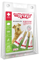 Mr. Bruno Капли для ухода за шерстью животных и отпугивания насекомых для средних собак от 10 до 30 кг, 3 шт по 2,5 мл (щенки и маленькие собаки)