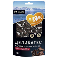 Мнямс лакомство для собак «Нарезка по-строгановски» из печени северного оленя