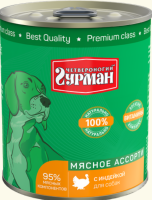Четвероногий Гурман консервы для собак 340гр. с индейкой [уценка]