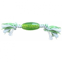 CanineClean игрушка для собак Регби синтетическая резина с канатом 25 см с ароматом мяты, зеленый