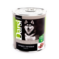 Darsi консервы для собак сердце и печень, 850 г.