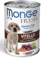 Monge Dog Fresh Chunks in Loaf консеры для щенков мясной рулет телятина с овощами. 400гр.