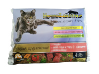 Ночной охотник влажный корм для кошек в желе, говядина+лосось, судак, тунец+кролик и сердце+мясные кусочки в подарок, 3+1 по 85 г.