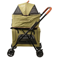 Коляска прогулочная Mr.Kranch для собак и кошек двойная, макс. нагрузка 10+10 кг, оливковая