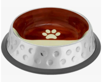 Миска Mr.Kranch из нержавеющей стали с керамическим покрытием Candy 250 мл, нескользящее основание, коричневая с белым [33001]