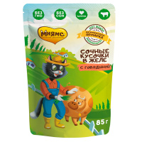 Мнямс Влажный корм сочные кусочки в желе для кошек с говядиной «Фермерская ярмарка» линия Кот Федор 85 г. [32062]