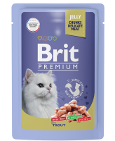 Brit Premium Пауч для взрослых кошек форель в желе 85 г [уценка]