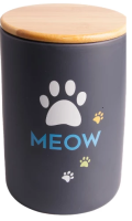 Бокс Mr.Kranch керамический для хранения корма для кошек MEOW 1900 мл черный