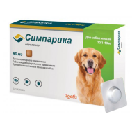 Симпарика таблетки от блох и клещей для собак в Ассортименте ПОШТУЧНО (80 мг 20-40 кг)