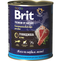 Brit Premium by Nature консервы с говядиной и рисом для взрослых собак всех пород, 850 г.