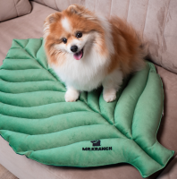 Лежанка Mr.Kranch для собак Листочек средняя двусторонняя, размер 90х65х5см, зеленая