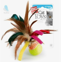 GiGwi Игрушка для кошек Мячик с перьями 6см, серия CATCH & SCRATCH