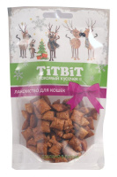 Титбит Новогодняя коллекция Лакомство для кошек Хрустящие подушечки с паштетом из лосося 50г