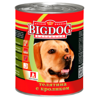 BIG DOG консервы для собак телятина с кроликом, 850 г.