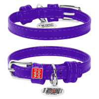 Collar Ошейник для собак кожаный WAUDOG Glamour с QR паспортом, фиолетовый, Ш 9 мм, Дл 19-25 см (фиолетовый)