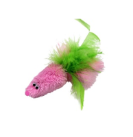 GoSi Игрушка для Кошек "Мышь с мятой, хвост-перо пышное" розовая